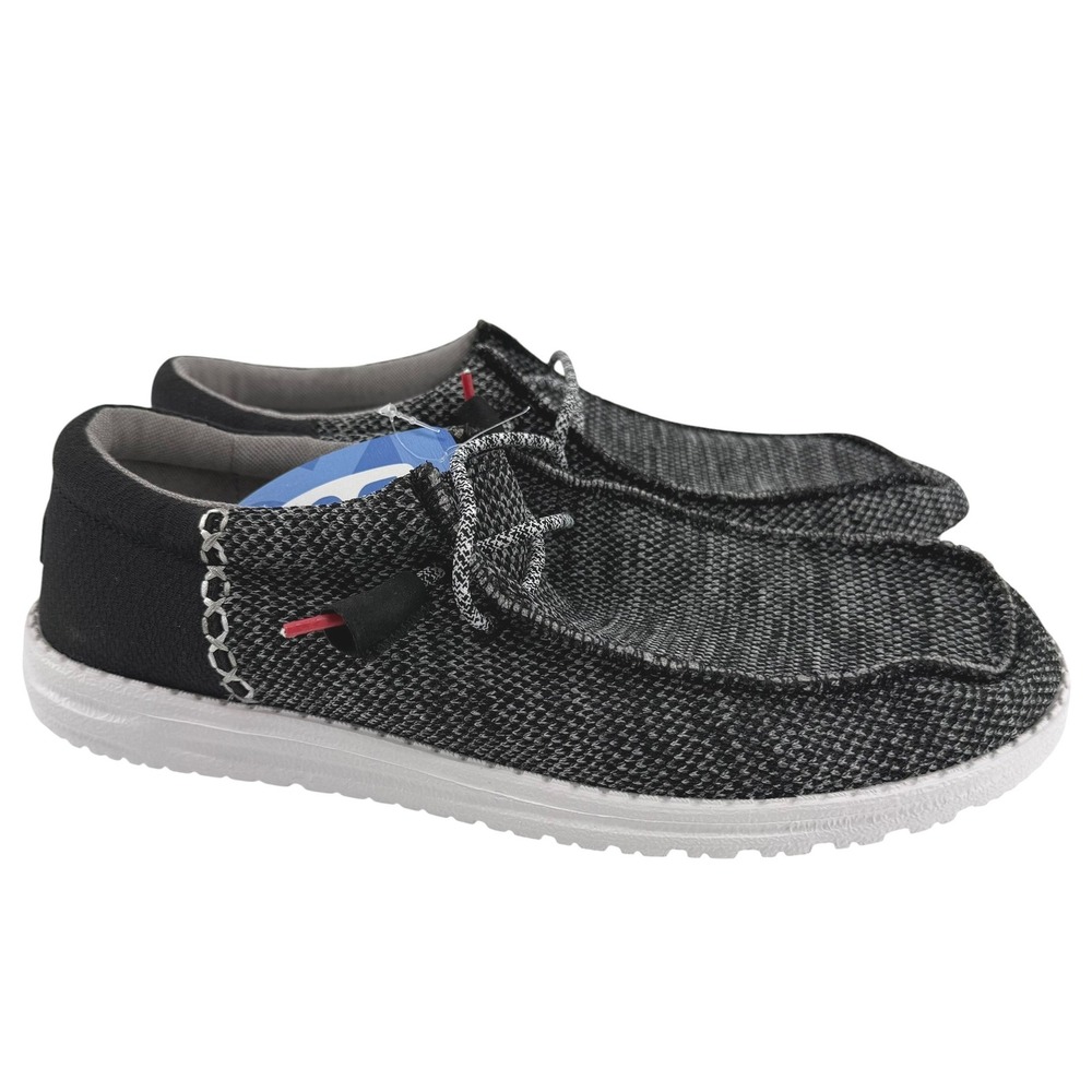 Hey Dude Wally Funk Open Mesh Mens Size 11 Loafers Black White Comfort Casual